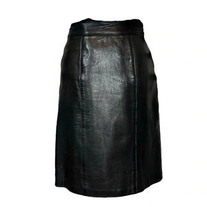 Vintage Oscar  Leopold soft black leather lined pencil skirt